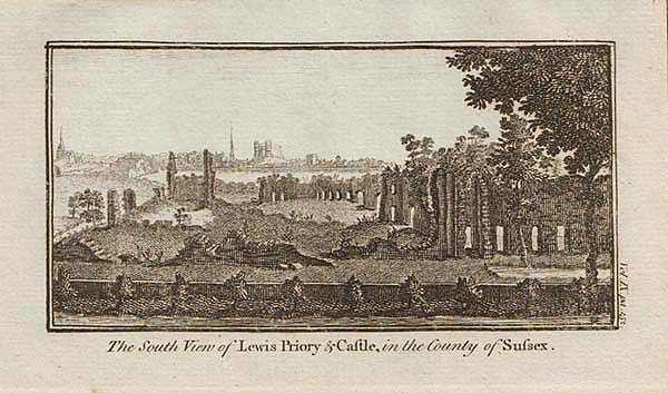 South View of Lewis Priory & Castle