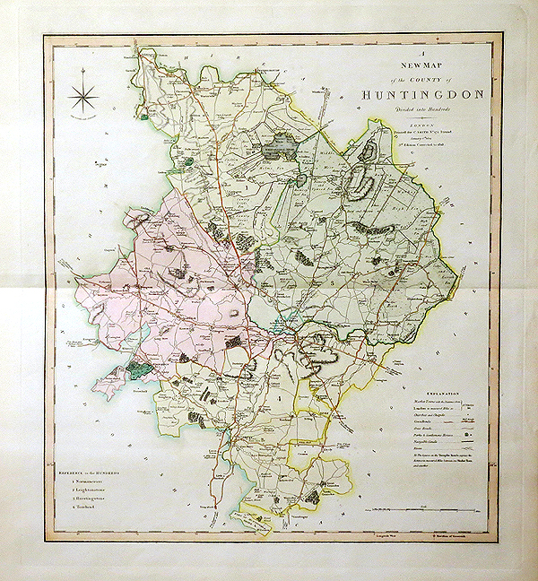 A New Map of the County Of Huntingdon Divided into Hundreds  -  Charles Smith