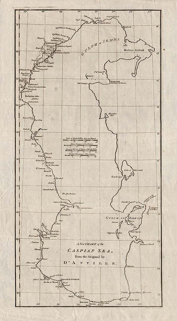 A New Chart of the Caspian Sea From the Original ny D'Anville  Jean Baptiste Bourguignon dAnville