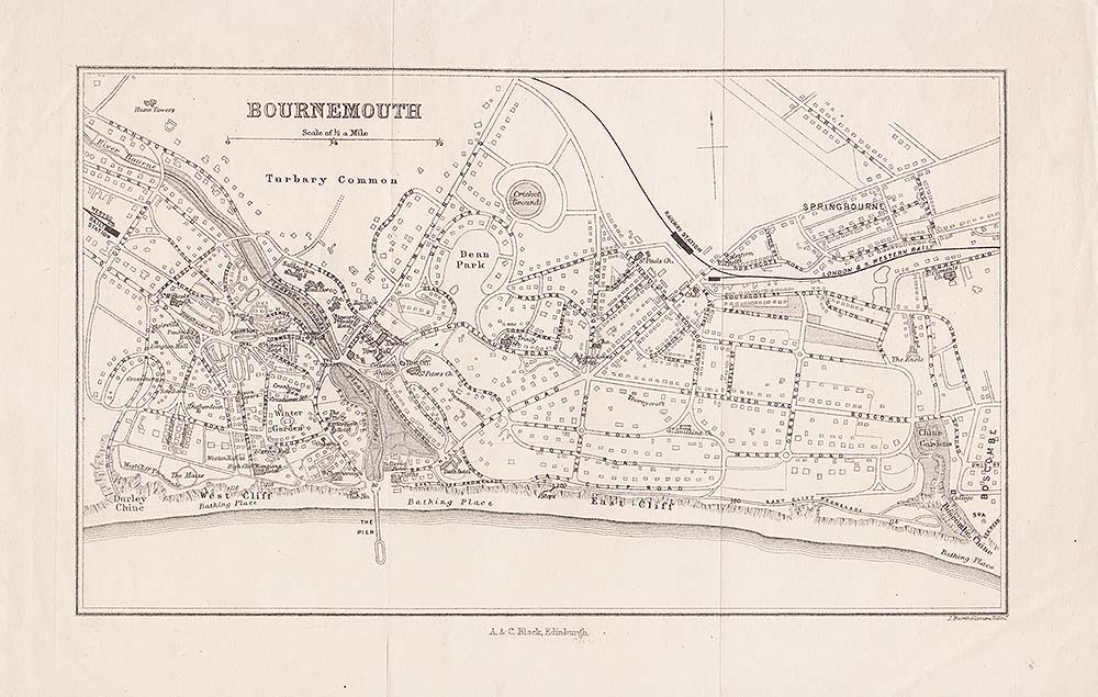 Town Plan Bournmouth  -  J Bartholomew