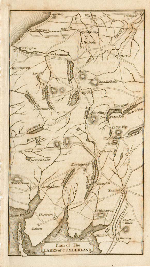 Plan of the Lakes of Cumberland  -  Travellers Guide through Scotland and its Isles.