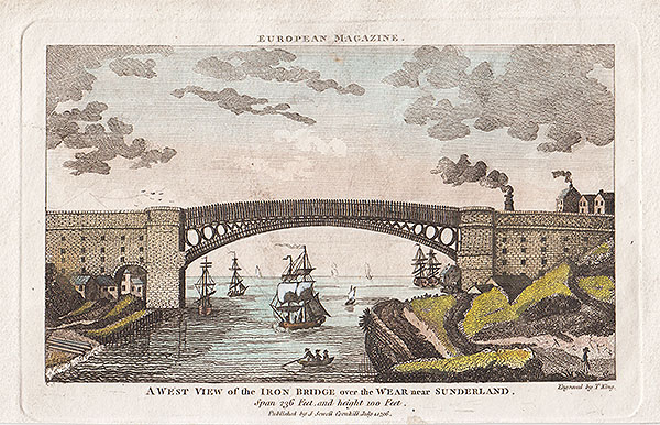 A West View of the Iron Bridge over the Wear near Sunderland Span 236 feet and height 100 feet