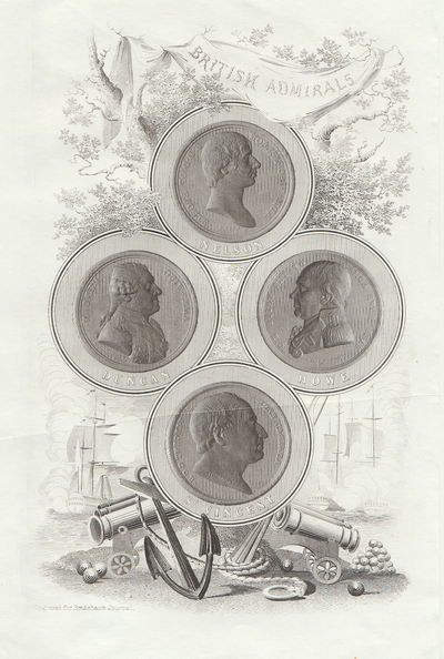 British Admirals.  (antique print)