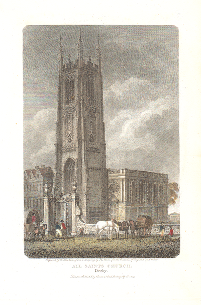 All Saints Church Derby  (antique print)