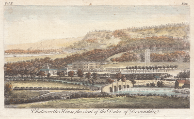 Chatsworth House the Seat of the Duke of Devonshire  (antique print)
