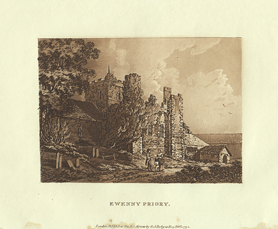 Ewenny Priory.  (antique print)