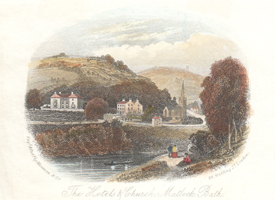 The Hotel and Church Matlock Bath (antique print)