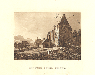 Minster Lovel Priory.  (antique print)