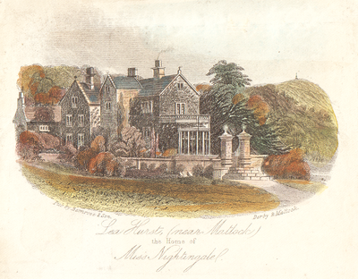 Lea Hurst near Matlock the home of Miss Nightingale (antique print)