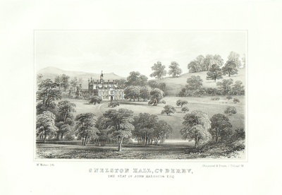 Snelston Hall, Co. Derby.  The Seat of John Harrison. Esq.  (antique print)