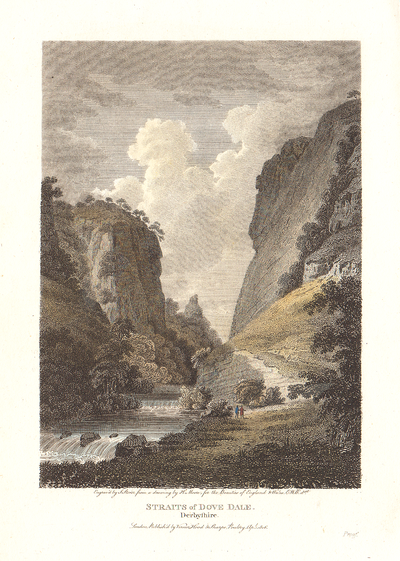 Straits of Dove Dale, Derbyshire.  (antique print)