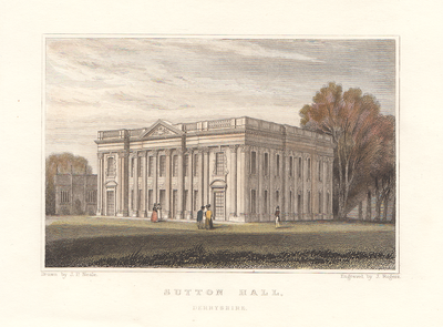 Sutton Hall Derbyshire (antique print)