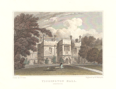 Tissington Hall Derbyshire  (antique print)