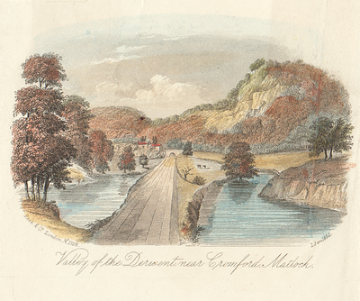 Valley of the Derwent near Cromford Matlock (antique print)