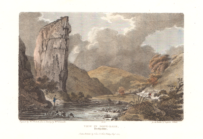 View in Dove-Dale, Derbyshire.  (antique print)