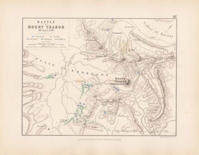 Battle of Mount Thabor. 16th April, 1799.  (antique battle plan)