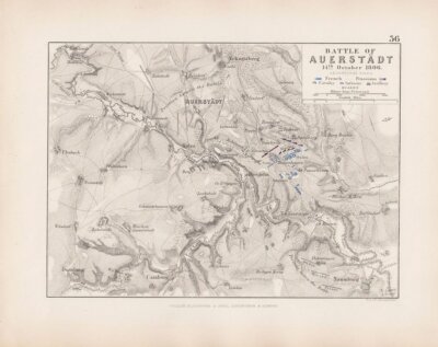 Battle of Auerstadt.  (antique battle plan)