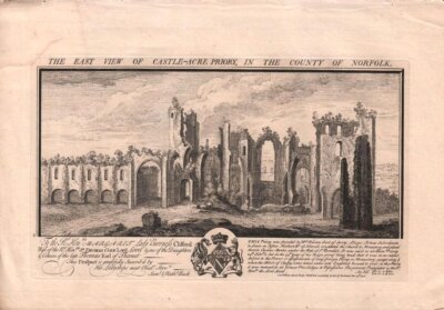 The East View of Castle Acre Priory, in the County of Norforlk. 