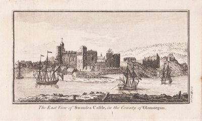 The East View of Swansea Castle in the County of Glamorgan.