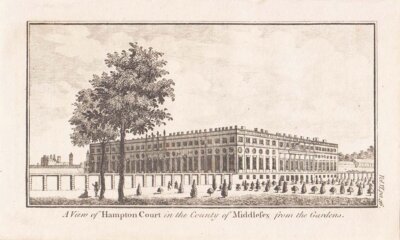 A View of Hampton Court in the County of Middlesex from the Garden.