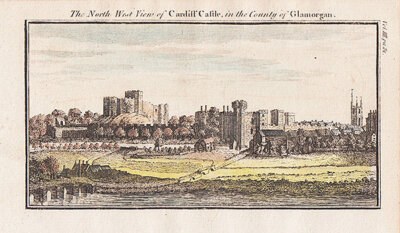 The North West View of Cardiff Castle in the County of Glamorgan 