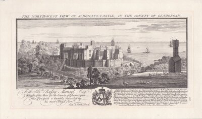 The North West view of St. Donats Castle, in the County of Glamorgan.  (antique print)