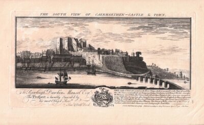 The South View of Carmarthen Castle and Town.