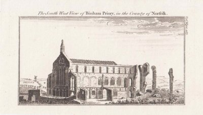 The South West View of Binham Priory in the County of Norfolk.