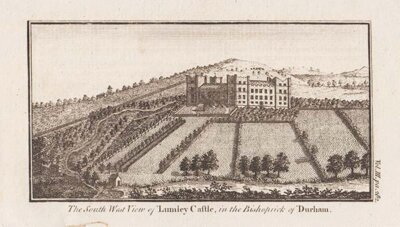 The South West view of Lumley Castle in the Bishoprick of Durham