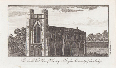 The South West View of Thorney Abbey in the County of Cambridge  (antique print)