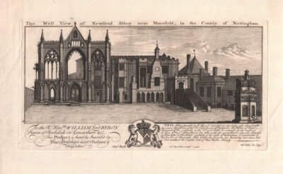 The West View of Newstead Abbey near Mansfield, in the County of Nottingham.