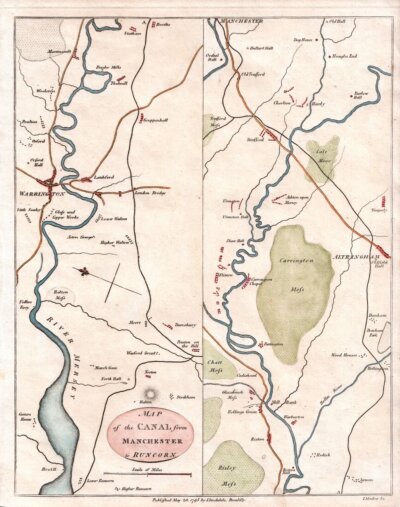 Map of the Canal from Manchester to Runcorn.