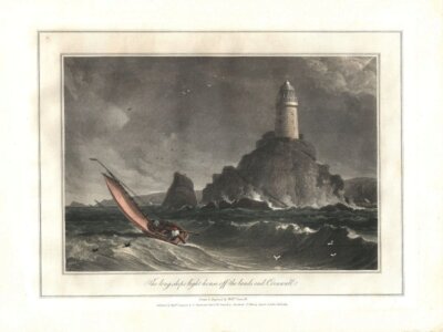 The Long Ships light house off the lands end, Cornwall - William Daniell.