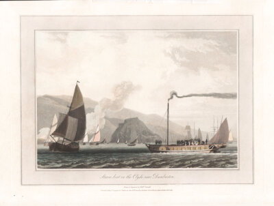 Steam boat on the Clyde near Dumbarton - William Daniell