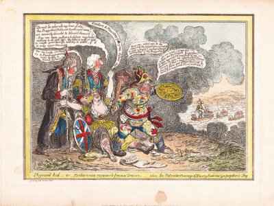 Gillray - Physical Aid - or - Britannia recovered from a Trance 