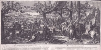 Alexander the Great.  La Vertu pla�t quoi que vaincue  -  Sic virtus et victa placet  (antique print)