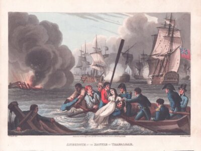 Anecdote at the Battle of Trafalgar.  (antique print)