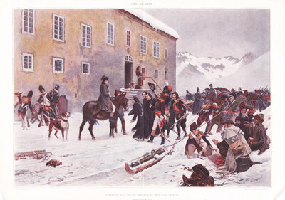 Bonaparte reu par les religieux du Mont Saint Bernard  Passage des Alpes; May 1800