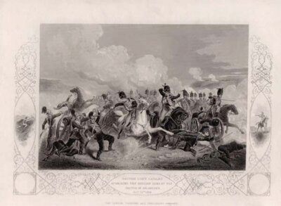 British Light Cavalry attacking the Russian Guns at the Battle of Balaclava Oct 25th 1854