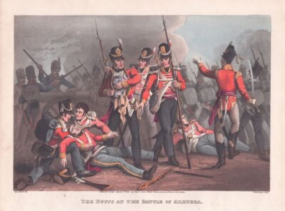 The Buffs at the Battle of Albuera. (antique print)