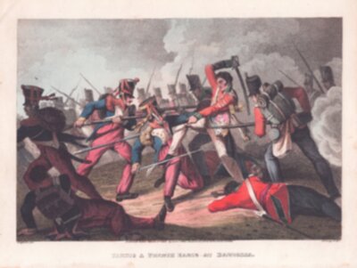 Taking a French Eagle at Barrossa. (antique print)