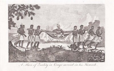 A Man of Quality in Congo carried in his Hamock.