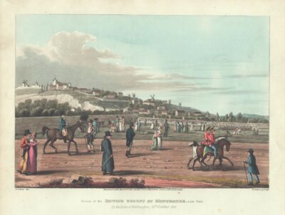 Review of the British Troops at Montmatre, near Paris by the Duke of Wellington 21st October, 1815. (antique print)
