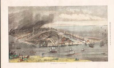 Birds-Eye view of Barrow in Furness (antique print)