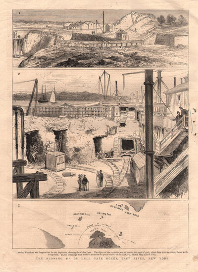 The Blowing up of Hell Gate Rocks East River New York