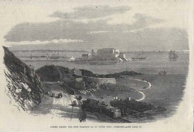 Castle Cornet and new harbour of St Peter Port Guernsey
