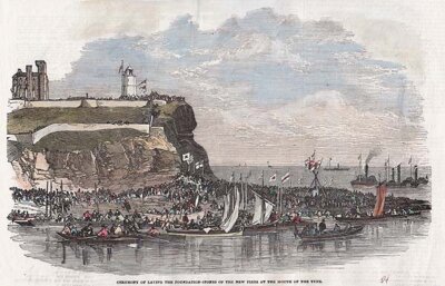 Ceremony of laying the foundation stones of the new piers at the mouth of the Tyne
