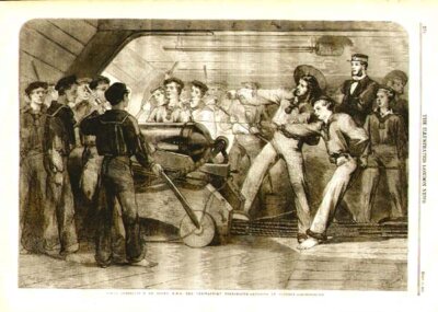 Naval Instruction on board HMS  The Britannia Portsmouth  :-  Lessons in Gunnery