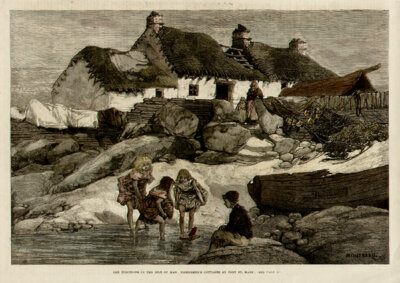 The Elections in the Isle of Man  :  Fishermen's cottages at Port St Mary