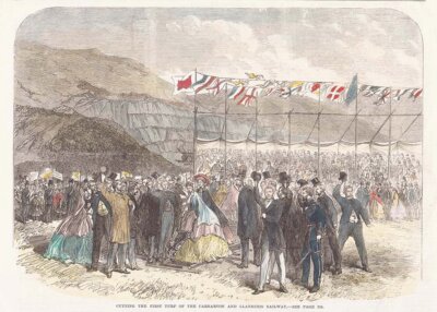 Cutting the first turf of the Caernarvon and Llanberis Railway.